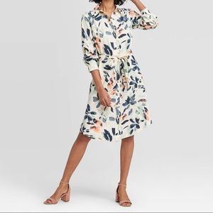 Long sleeved collared shirt dress